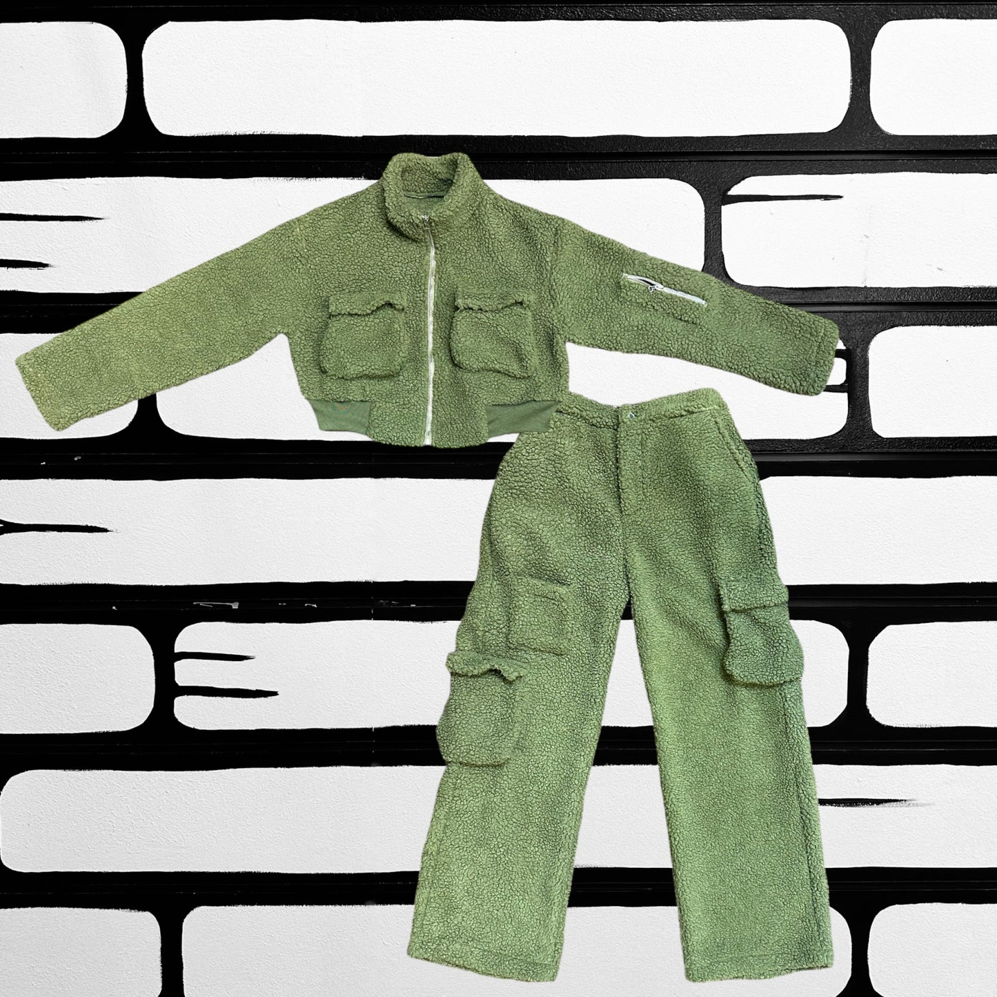 Olive Sherpa Lounge Set