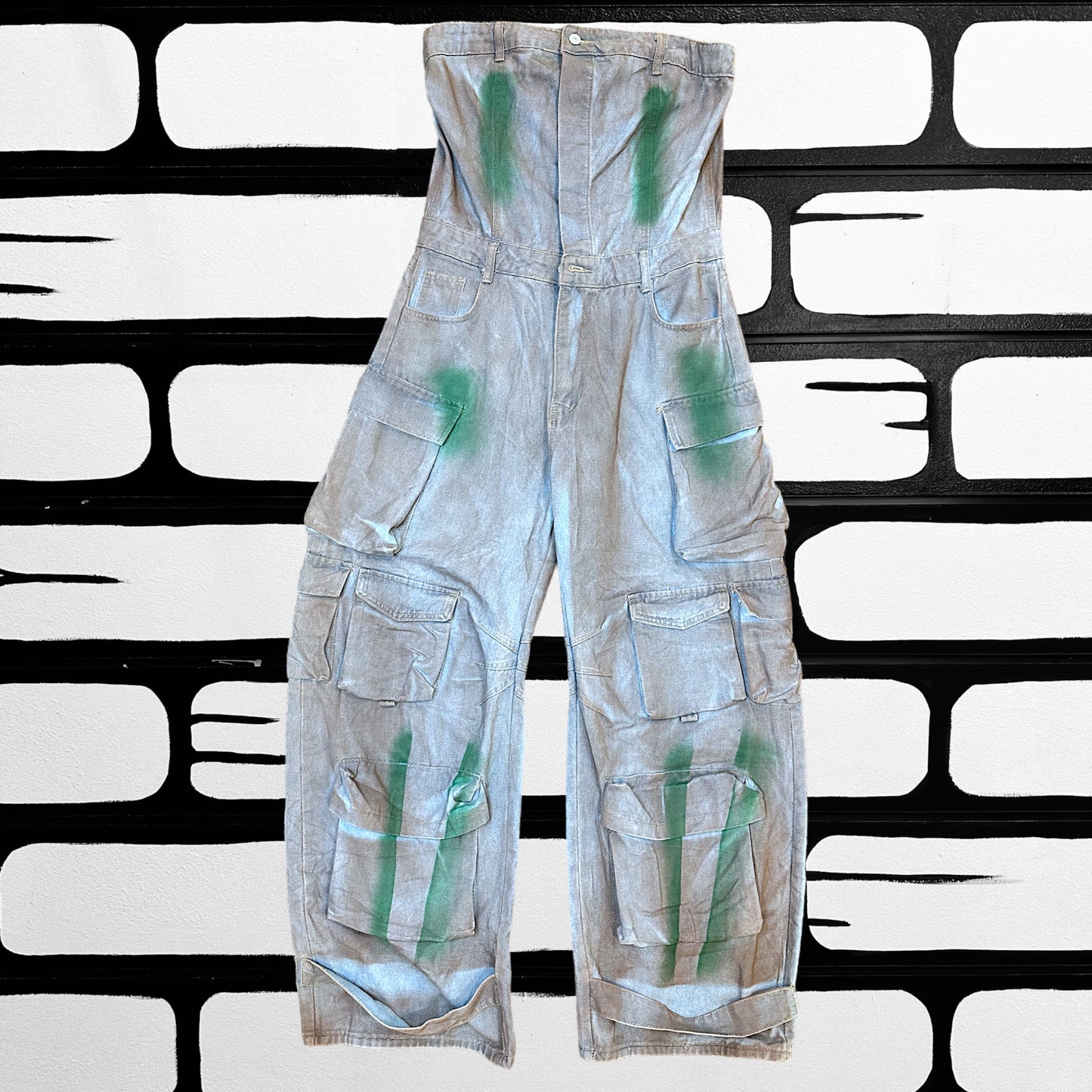 Denim Spray Paint Romper (Lilac)