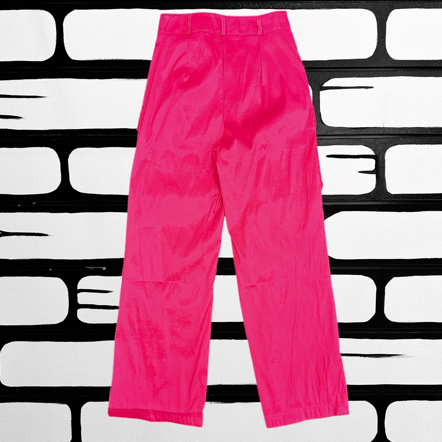 Satin Cargo Pants (Hot Pink)