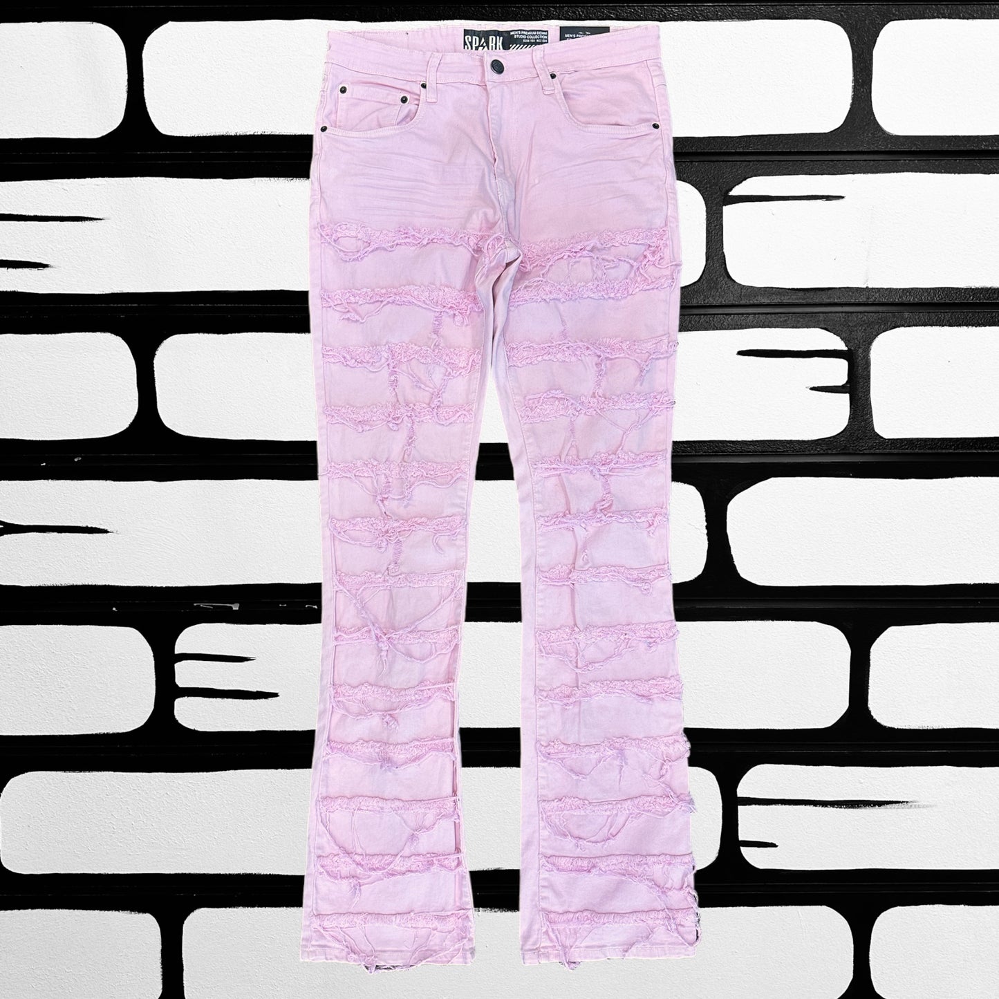 Pink Stacked Denim