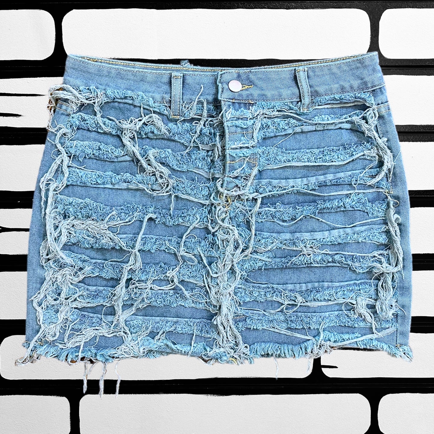 Distressed Denim Miniskirt