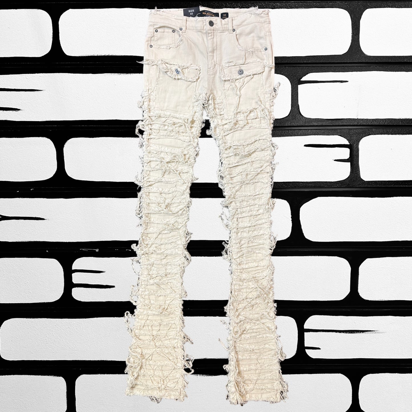 Off White Stacked Jeans