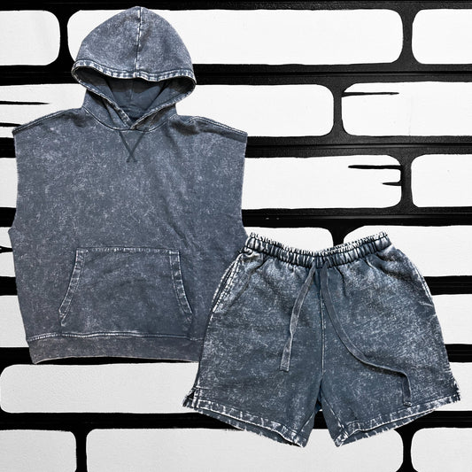 Sleeveless Acid Wash Set