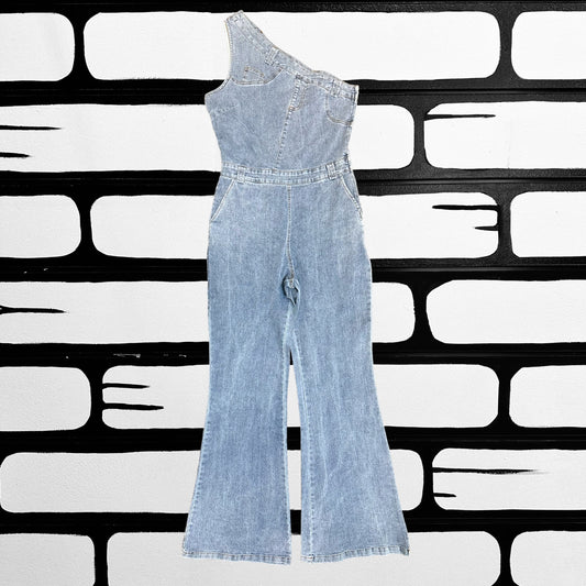 Denim One Shoulder Jumpsuit