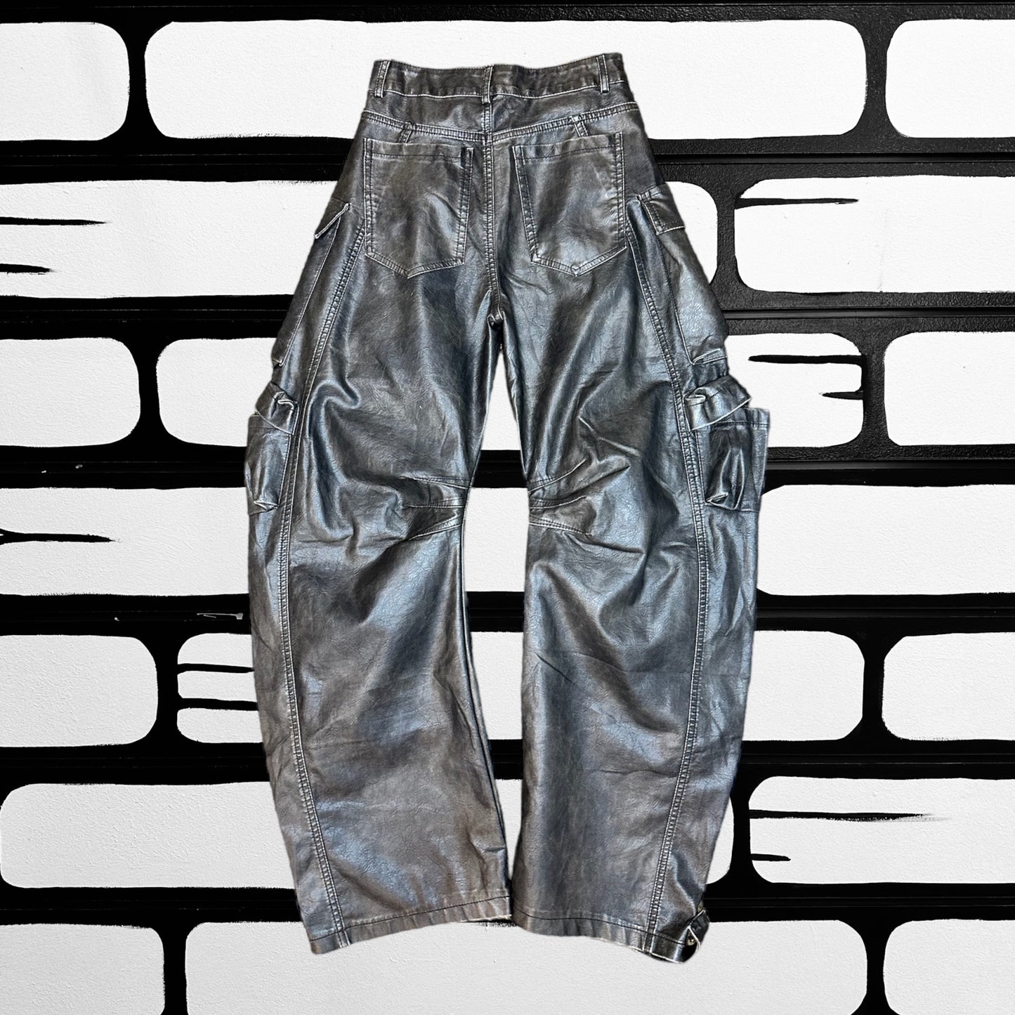 Dusted Black PU Cargos