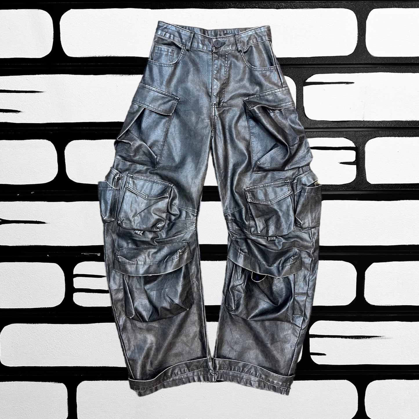 Dusted Black PU Cargos