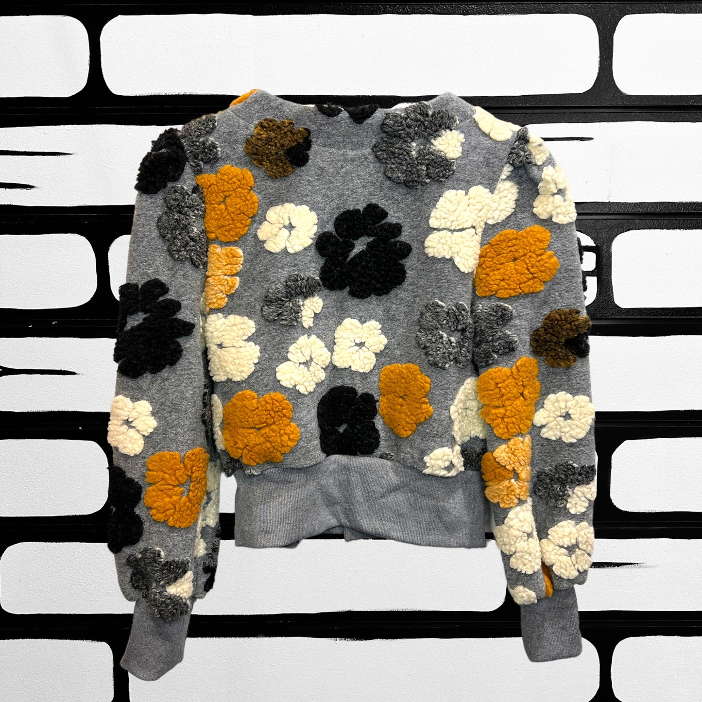 Grey Flower Bomber Jacket